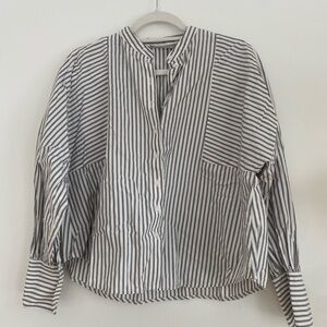 Everlane Black and White Striped Button Down Shirt